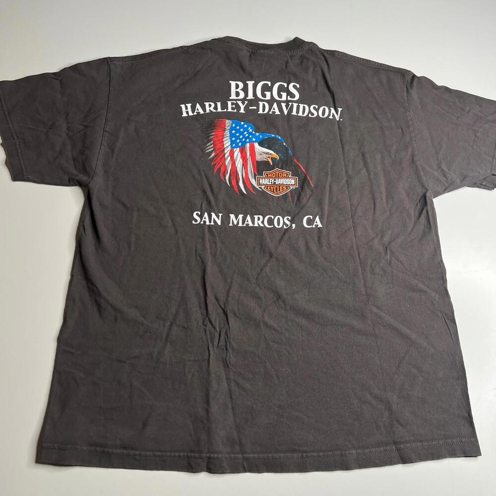 Vintage Harley-Davidson Vintage Gray T-Shirt Distressed Logo Tee XL 100% Cotton